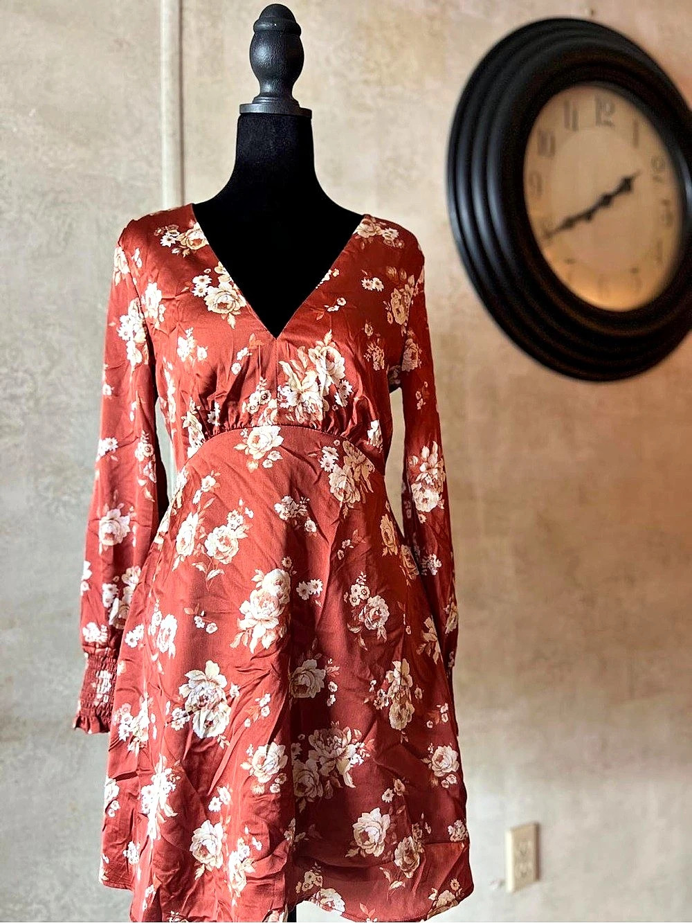Floral Mini Dress in Red & White Like New
